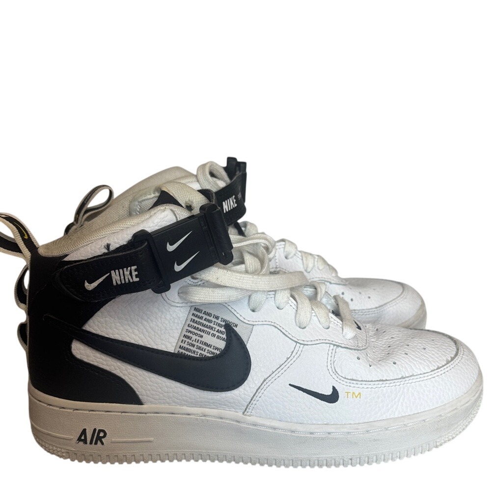 Nike Air Force 1 Mid LV8 GS White Black‎ Tour Yellow Size 7Y